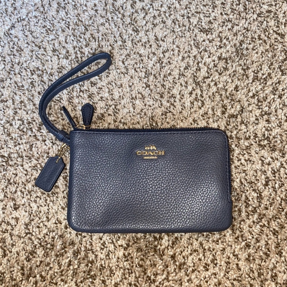 Coach navy blue wristlet